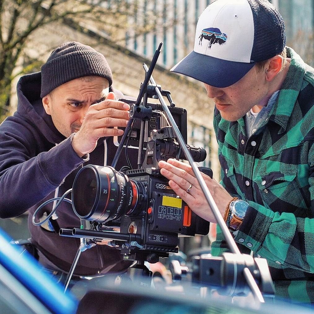 Director Devin Leisher (green shirt) working on the Epic-W with the Canon 35mm