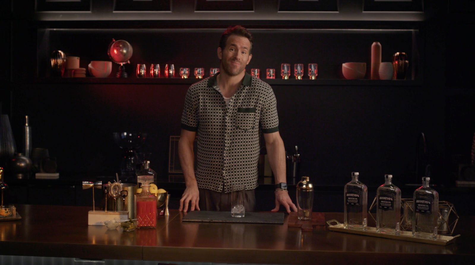 Ryan Reynolds Aviation Gin frame, shot the same day as the Roadshow piece