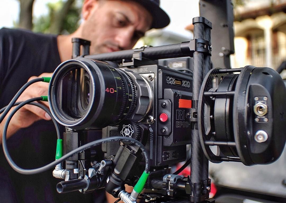 Epic-W 8K with the Kowa 40mm on the MotoCrane rig, Adam prepping